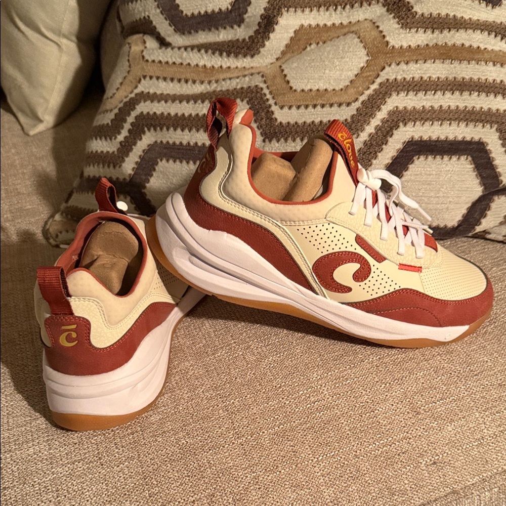 Cream and Red Sneakers
